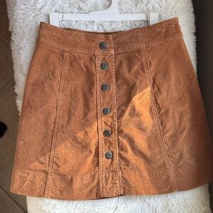 Madewell A-Line Button-Front Skirt in Rust